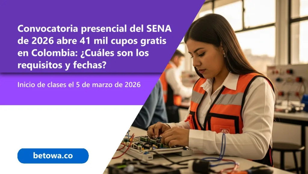 Convocatoria presencial del SENA de 2026 abre 41 mil cupos gratis en Colombia Cuáles son los requisitos y fechas
