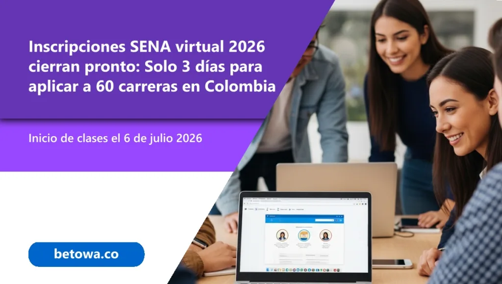 Inscripciones SENA virtual 2026 cierran pronto Solo 3 días para aplicar a 60 carreras en Colombia